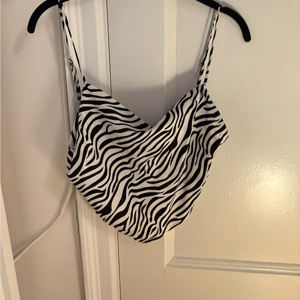 Animal Print Tie Back Top in Zebra Size S/M NWOT